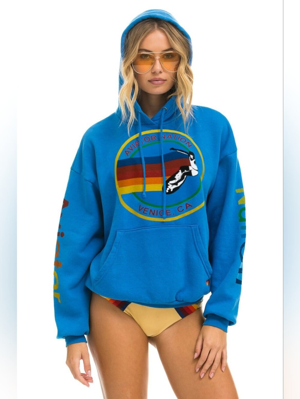 AVIATOR NATION RELAXED VENICE PULLOVER HOODIE - Blue